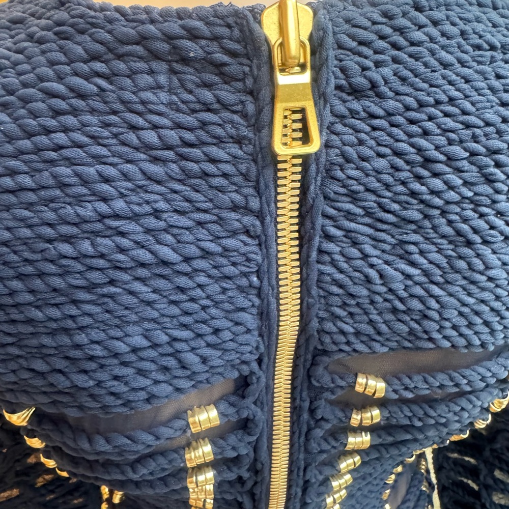 Balmain & H&M Navy and Gold Knit Mesh Sweater - Picture 6 of 10